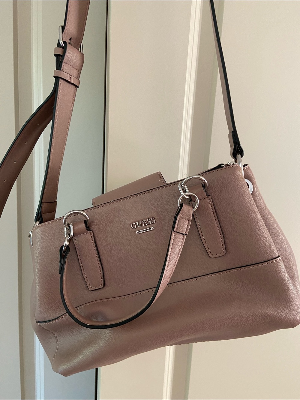 GUESS Dusty Rose Leather Crossbody Satchel
